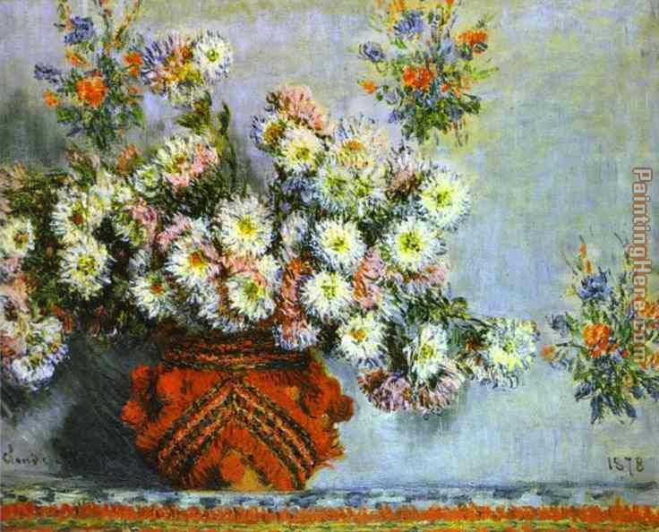 Chrysanthemums painting - Claude Monet Chrysanthemums art painting